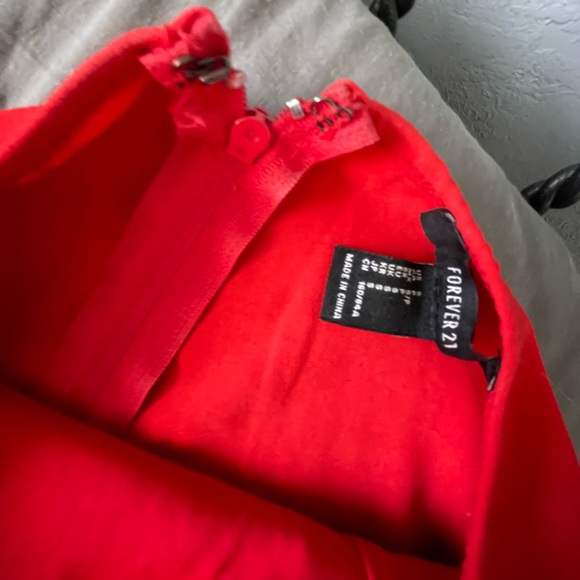 Trumpet Mermaid front Slit Dress Ruffle Gown Strapless Red Party Cocktail - Picture 7 of 9